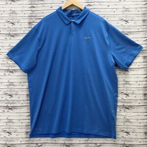 Nike Tiger Woods Collection Golf Polo Shirt Men's XXL 2XL Blue Dri-Fit Pre-Owned